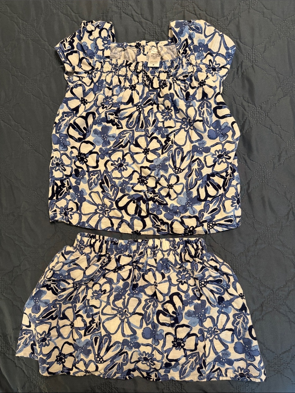 Carter’s Girls Blue Floral Two-Piece Top & Skort Set